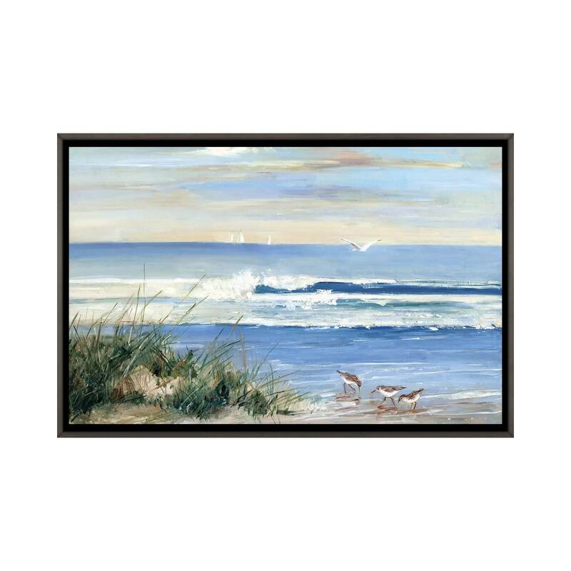 iCanvas "Beach Combers" by Sally Swatland Framed - Charcoal - 32x48