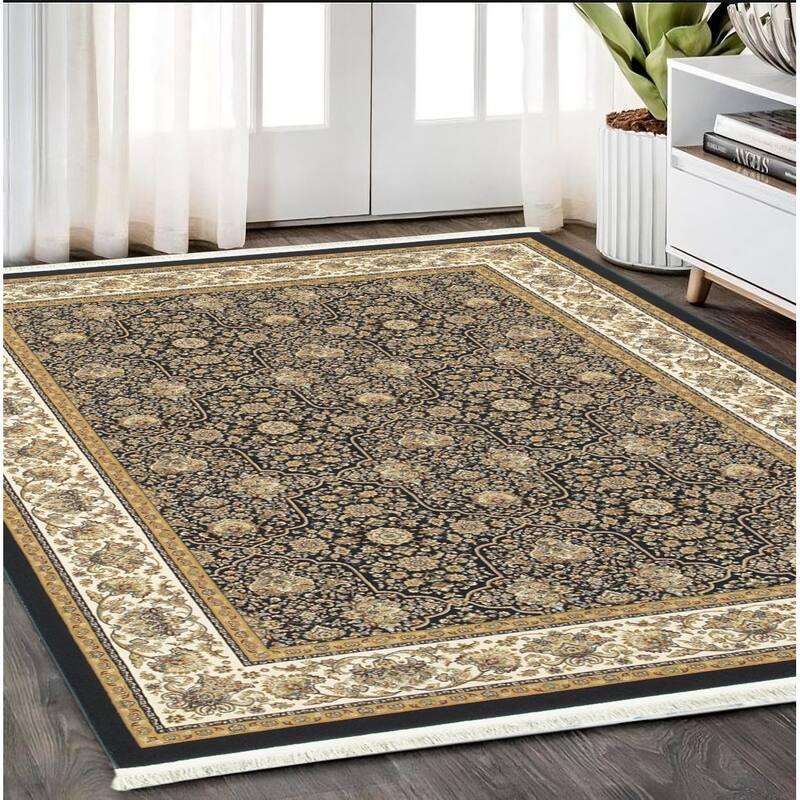 HomeRootsOriental Traditional Rectangle Area Rug - 90.55' X '62.99' X '0.16 - Ivory
