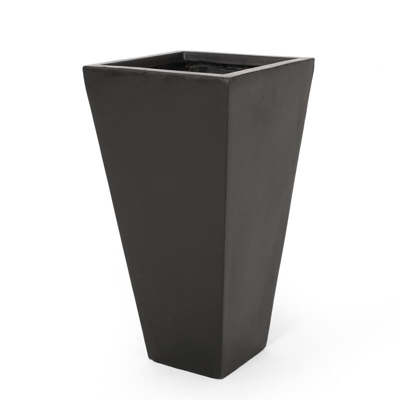 Cast Stone Tapered Planter with Lightweight Concrete Modern Design