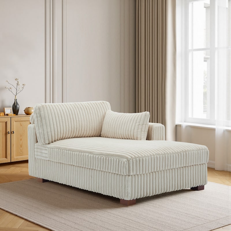 DREAMSIDEA Oversized Right Facing Chaise Lounge Lofa - White