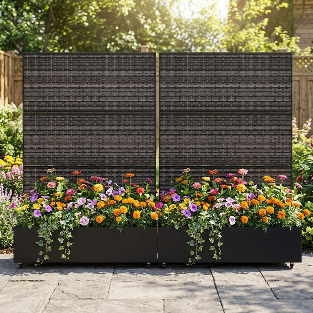 2 Set Outdoor Privacy Fence Screen Planter Box with Galvanized Steel Frame