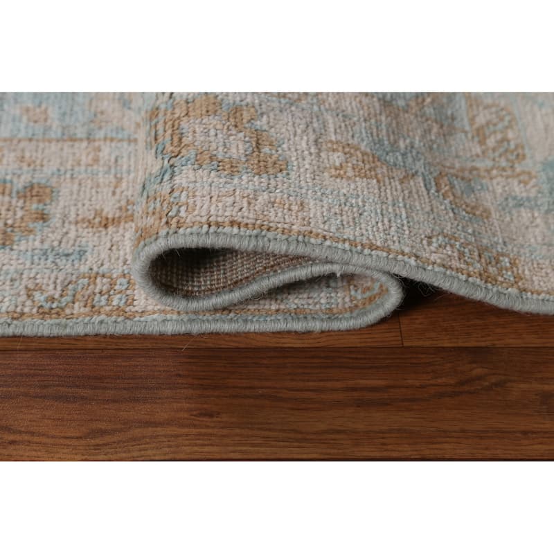 Geometric Oushak Turkish Oriental Wool Rug Hand-knotted Bedroom Carpet - 3'0" x 3'10"