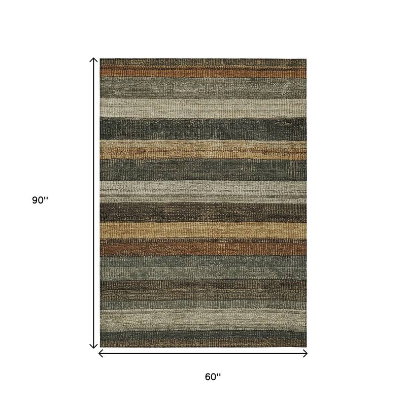 HomeRoots Striped Transitional Rectangle Outdoor Rug