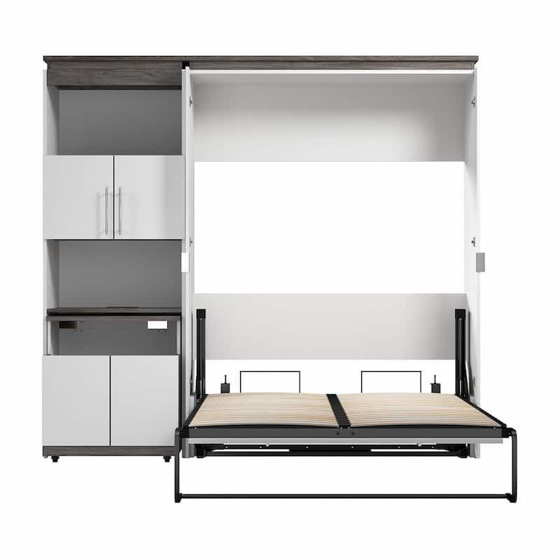 Orion Full Murphy Bed with Storage Cabinet and Fold-Out Desk by Bestar
