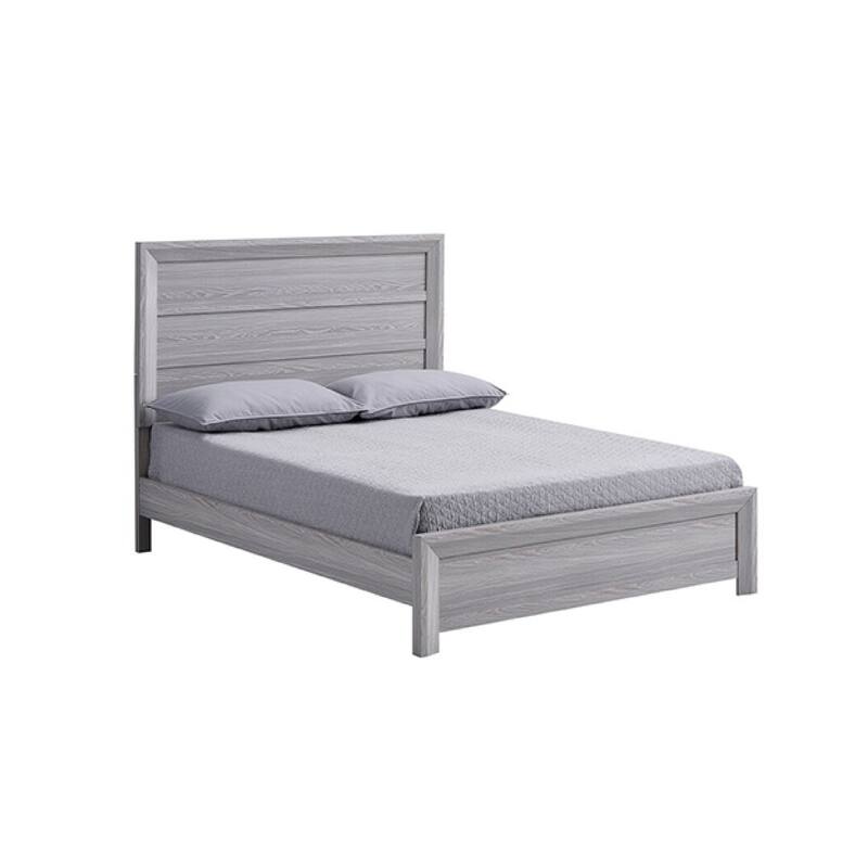 Laide Twin Bed with Channel Tufted Upholstered Headboard, Driftwood Gray
