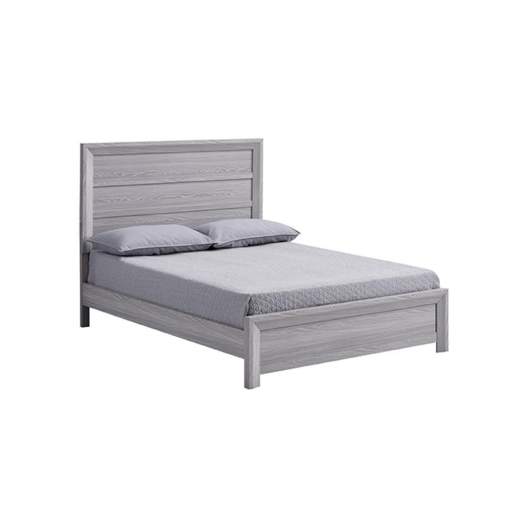 Laide Twin Bed with Channel Tufted Upholstered Headboard, Driftwood Gray