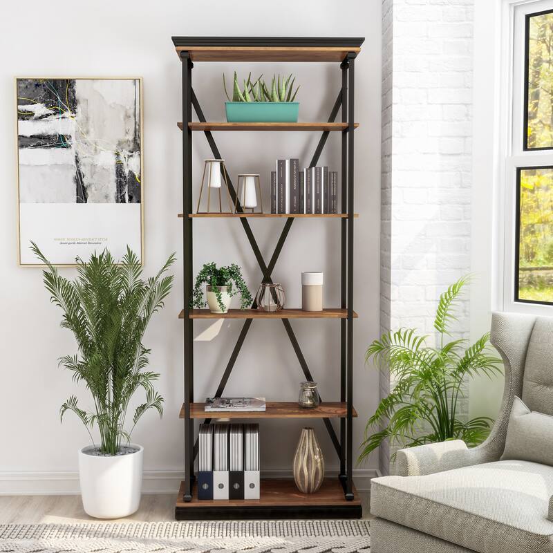 Marcin Transitional 84-inch Metal 5-Layer Bookcase by Furniture of America
