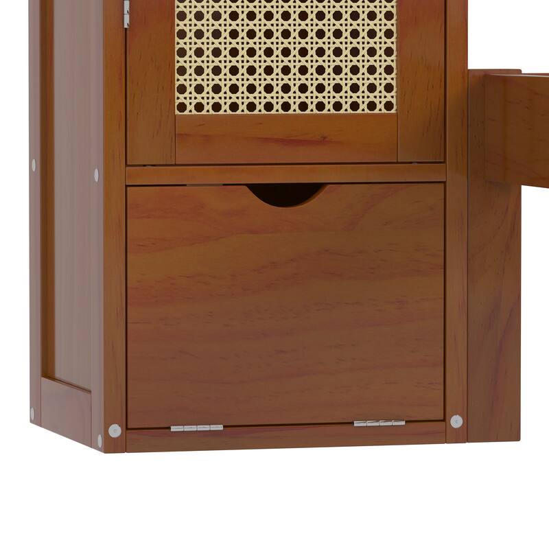 Twin Size Wooden Bed with Two Storage Lockers, Drawer, and Storage Shelf on Headboard, Platform Bed with Natural