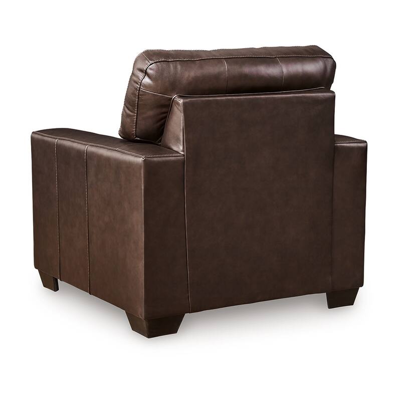 Orion Armchair, Modern Dark Brown Tufted Real and Faux Leather Cushion