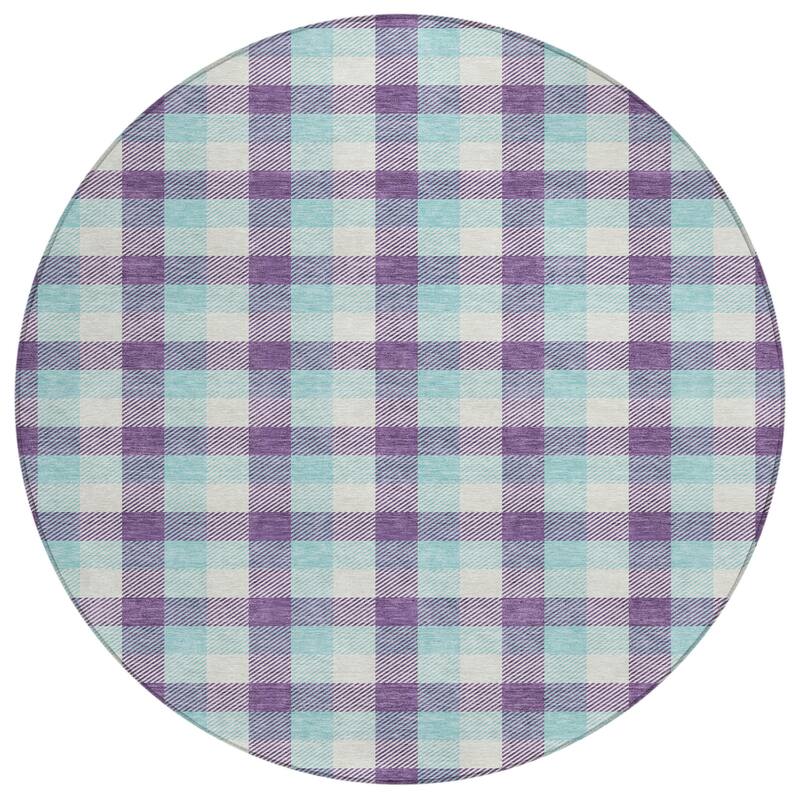HomeRoots Plaid Transitional Rectangle Outdoor Rug
