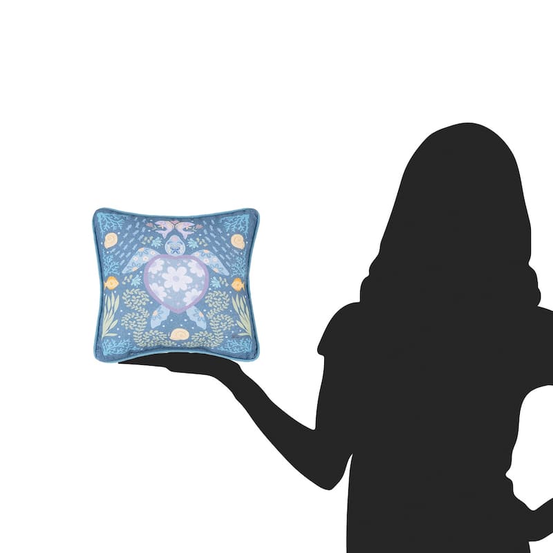 Turtle Coral Printed Throw Pillow