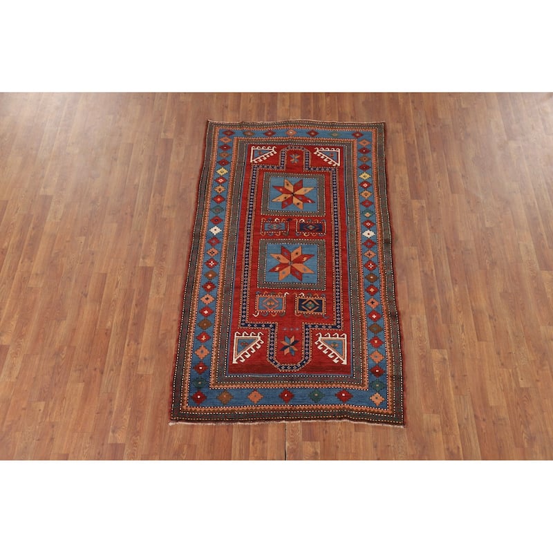 Vegetable Dye Shirvan Antique Area Rug Hand-Knotted Wool Carpet - 3'10" x 6'9"