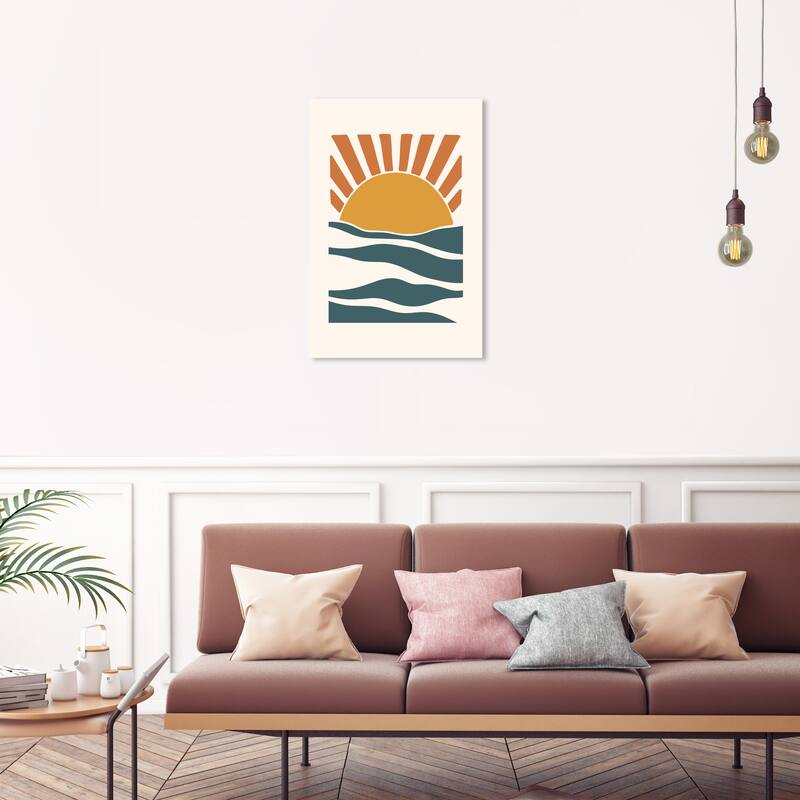 Wynwood Studio Canvas Nautical and Coastal Early Sun Fresh Water Gold and Modern & Contemporary Wall Art Canvas Print