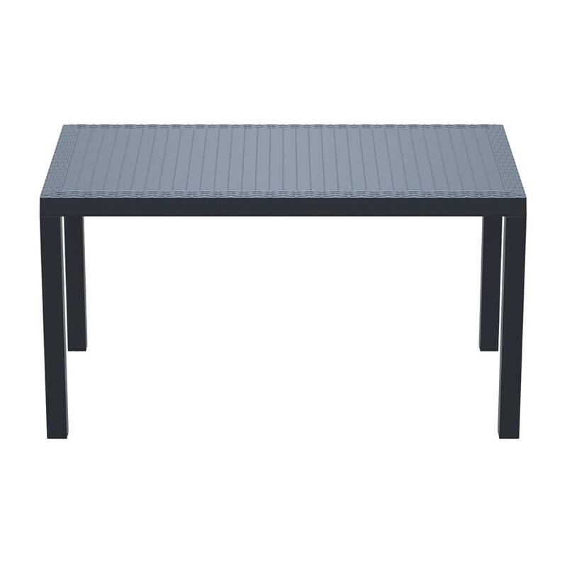 55" Gray Wickerlook Rectangular Patio Dining Table