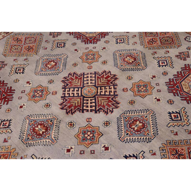 Bohemian Kazak Lilyana Gray/Beige Wool Round - 9'0'' x 9'0''