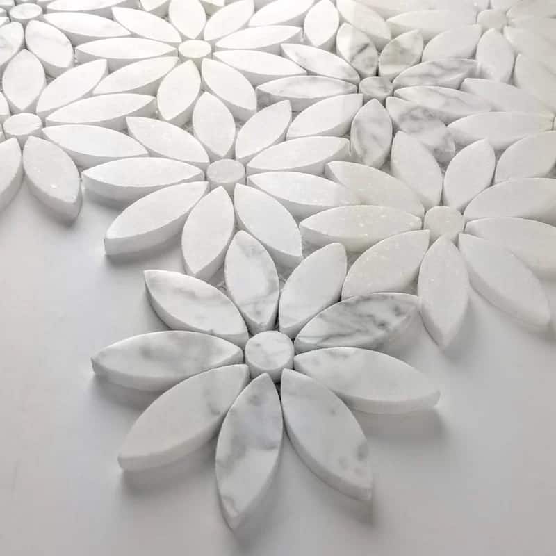 Carrara Marble Mosaic Decorative Backsplash Tile, 11"x 12"x 0.38"/pc - 20pc