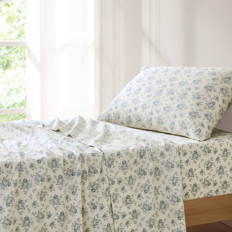 Lush Decor Rose Garden Blue Cotton Sheet Set