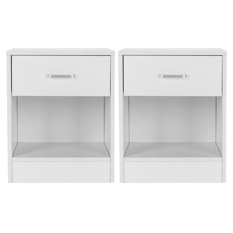 2pcs NightStands with Drawer, White Night Stands - Set Of 2