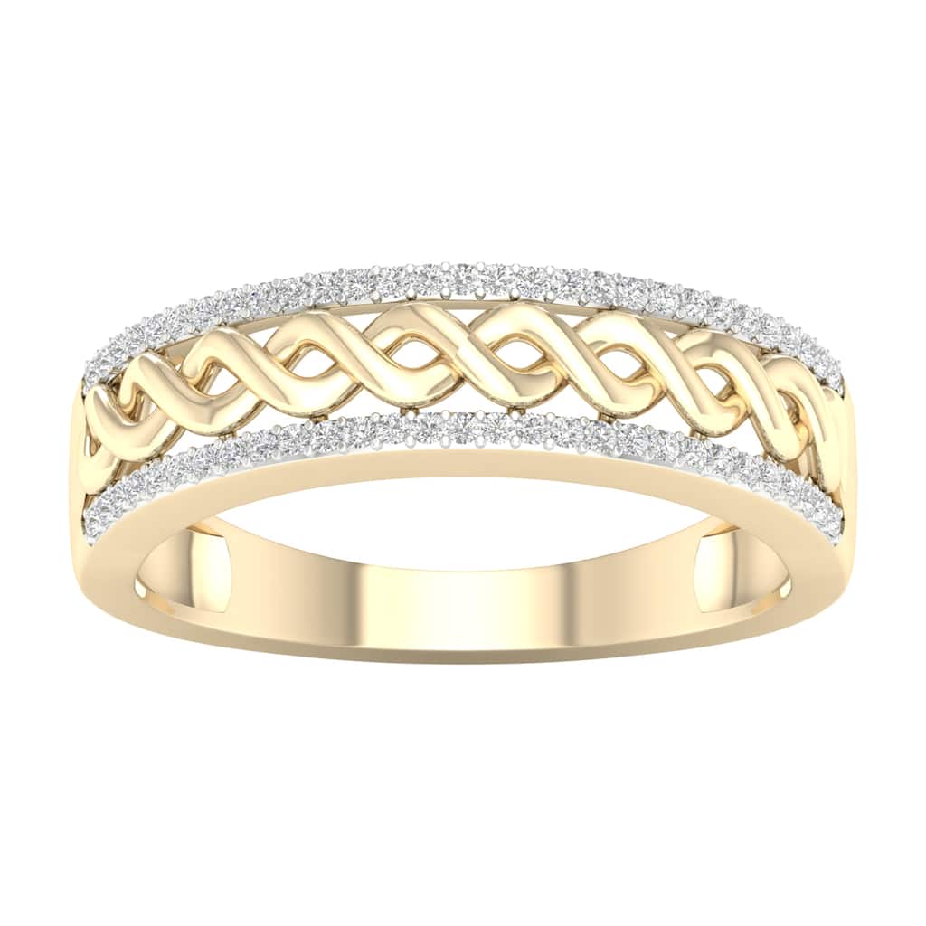 1/6ct TDW Diamond Cuban Link Ring in 10K Gold for Men