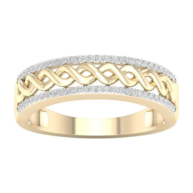 1/6ct TDW Diamond Cuban Link Ring in 10K Gold for Men - 10 - Yellow