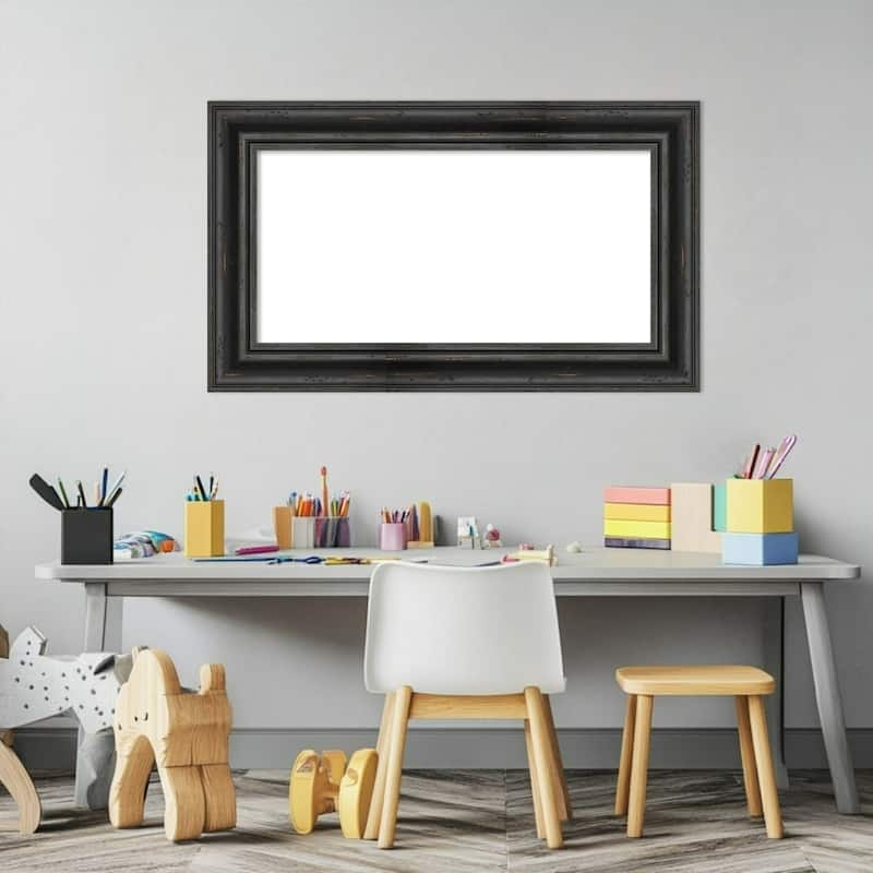 Amanti Art Rustic Pine Black Framed Dry Erase Magnetic Board