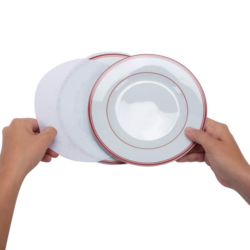 Simplify Holiday Salad Plate Dinnerware Storage Box with 12 Felt Dividers