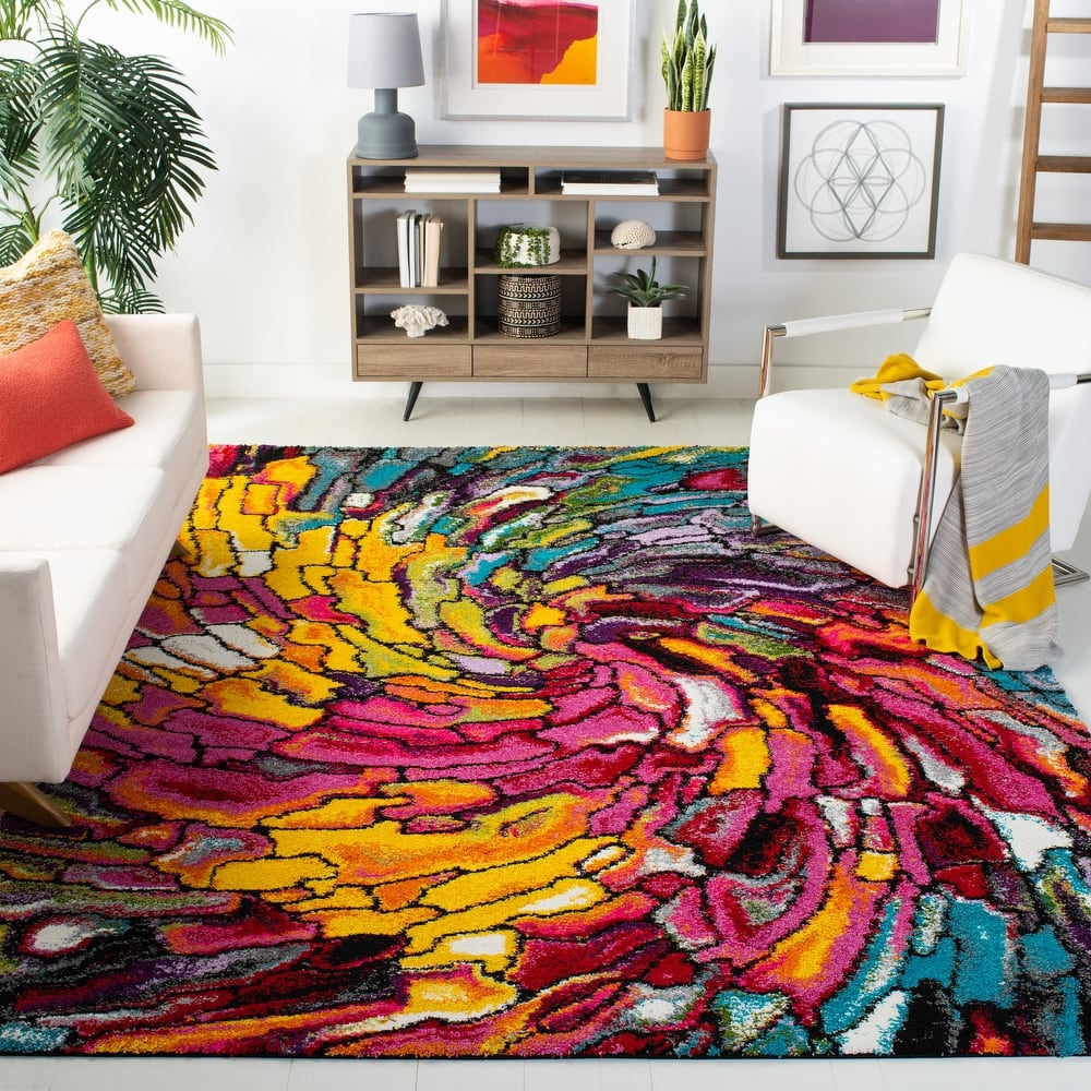 SAFAVIEH Fiesta Shag Victorina Abstract Rainbow Rug