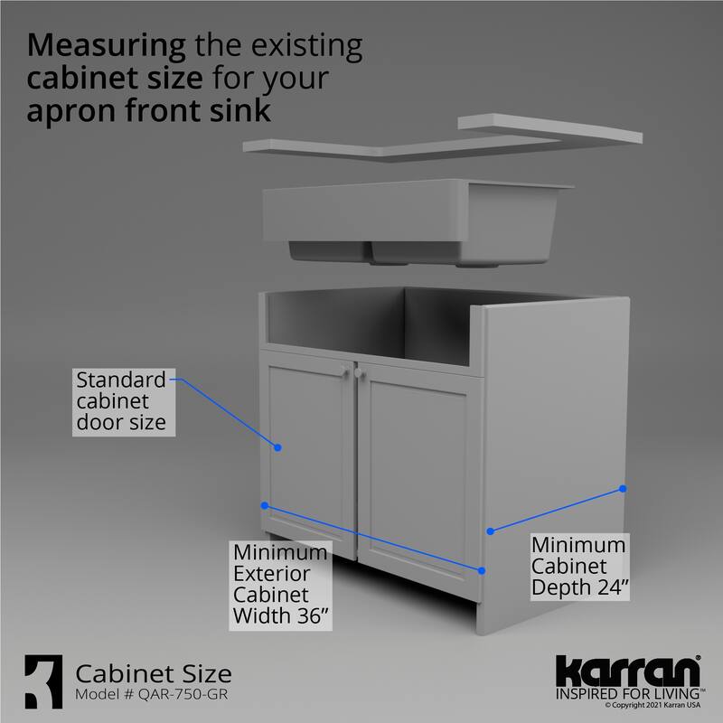 Karran Retrofit Farmhouse Quartz 34 in. Double Bowl 50/50 Sink Kit