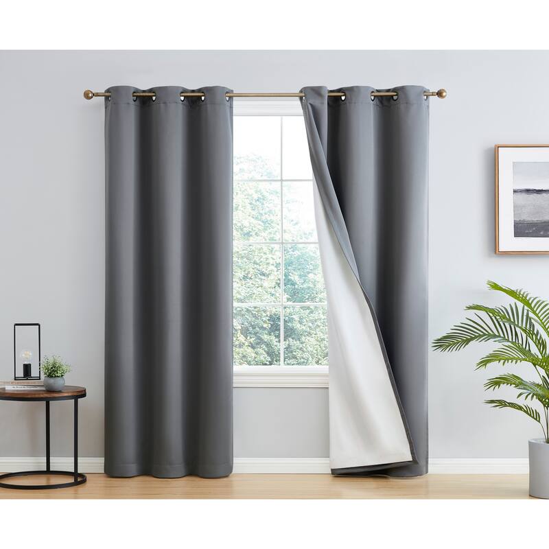 Dakota Complete Blackout Drapery Heavy Thermal Insulated Efficient Window Curtain Grommet Panels, 2 Panels - 42 W x 84 L per panel - Set of 2 - Grey