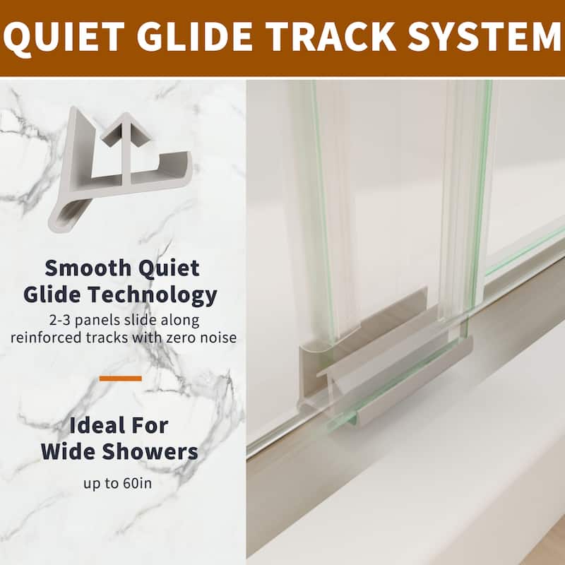 Modland 44''- 48'' W x 72'' H Glass Semi-Frameless Double Sliding Shower Tub Door in Matte Black / Brushed Nickel