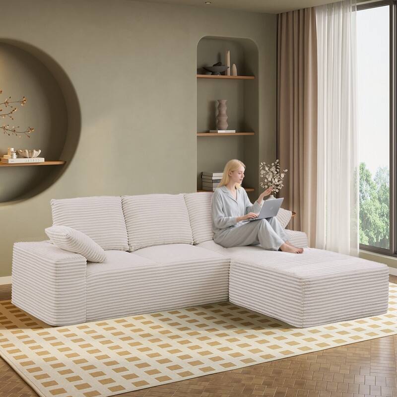 103.5" Cloud Sectional Couch with L-Shape Chaise,Modern Modular Sofa with Deep Seat, No Assembly Required
