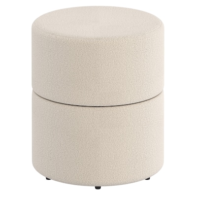 Modern Boucle Fabric Round Swivel Ottoman