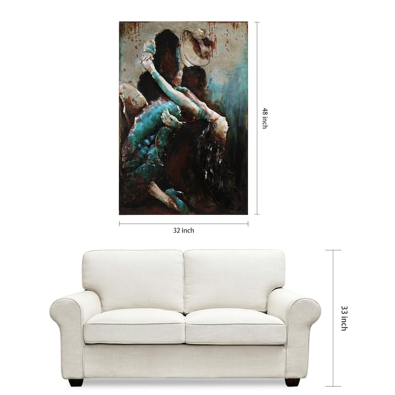 "Ballroom Dancers" Mixed Media Iron Hand Painted Dimensional Wall Art