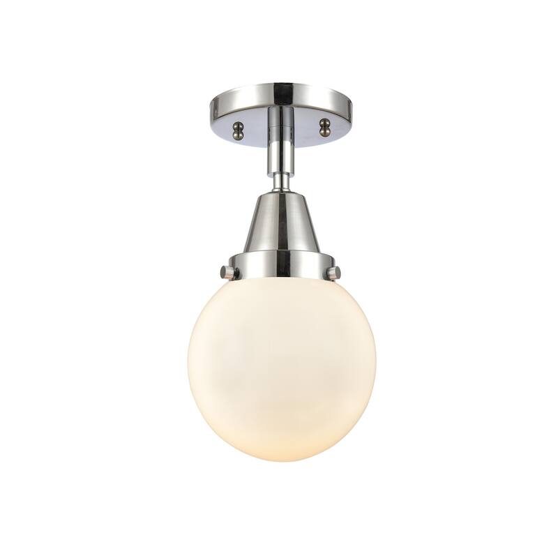 Innovations Lighting 447-1C-11-6 Beacon Flush Mount Beacon 6" Wide - Polished Chrome / Matte White