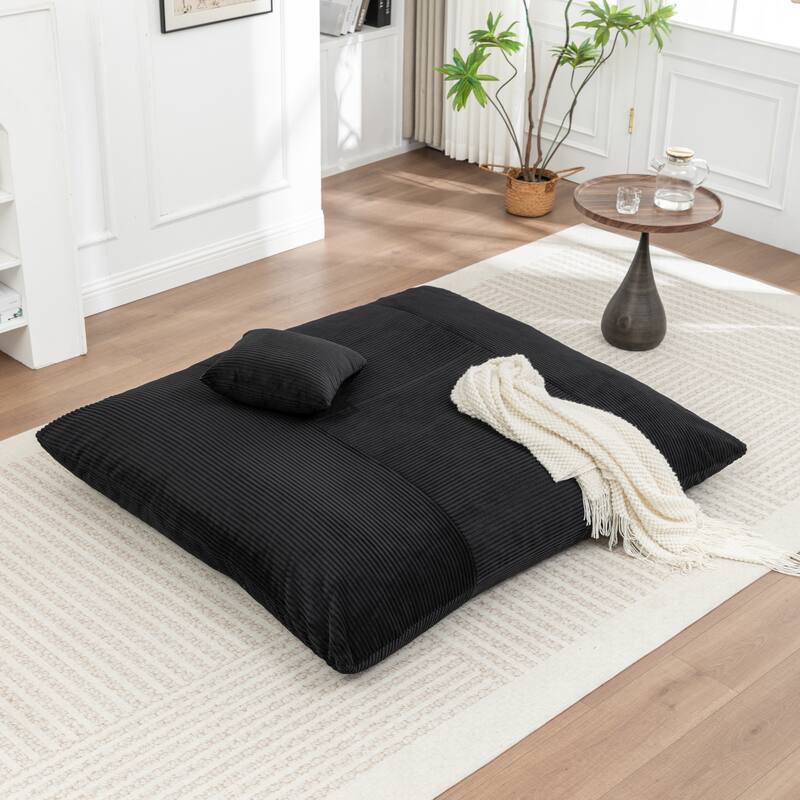 Extra Large Floor Bean Bag Chair - Lazy Lounger for Adults & Kids in Living Rooms & Balconies - Black