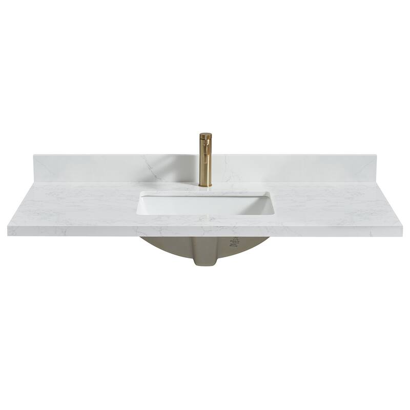 Malaga Composite Stone Vanity Top with White Rectangular Sink