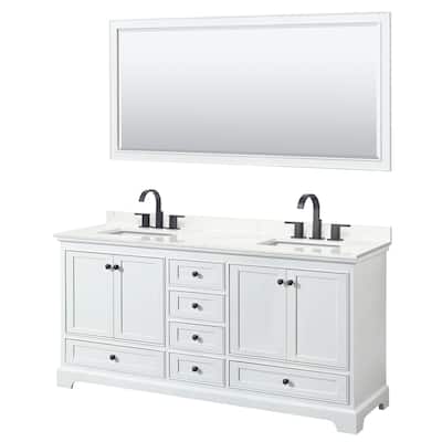 Deborah 72-inch Double Vanity, Quartz Top, 70-inch Mirror