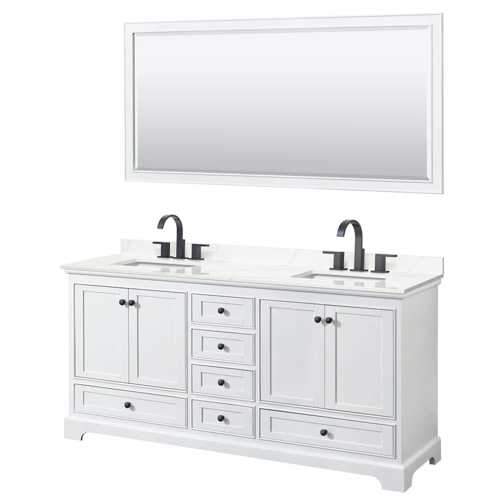 Deborah 72-inch Double Vanity, Quartz Top, 70-inch Mirror