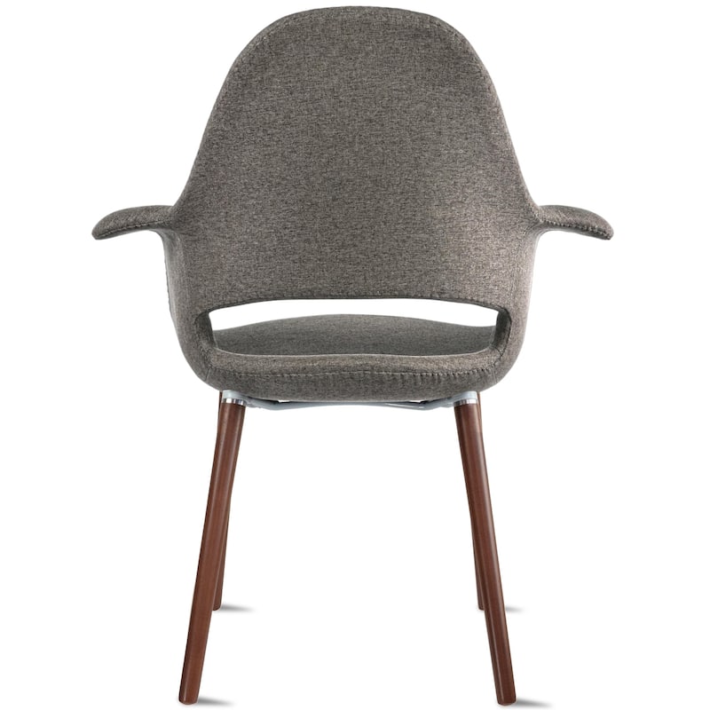 Organic Upholstered Fabric Modern Armchair with Dark Brown Wooden Legs for Dining Room Office or Accent Lounge Side Chair