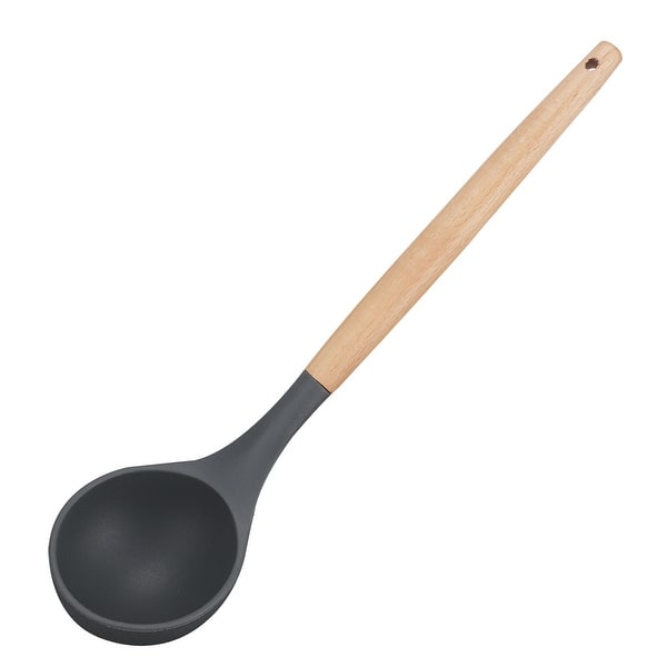 Silicone Ladle Spoon, Heat Resistant Soup Ladle for Serving with Solid  Coating Handle