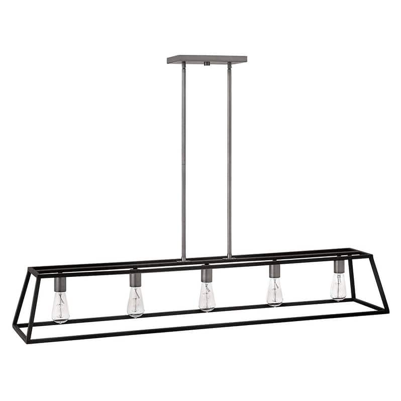 Hinkley Lighting Fulton 50" Wide 5 Light Open Frame Linear Chandelier - Aged Zinc