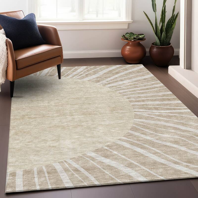 Premium Washable Super Soft Contemporary Rays Mayfield Rug