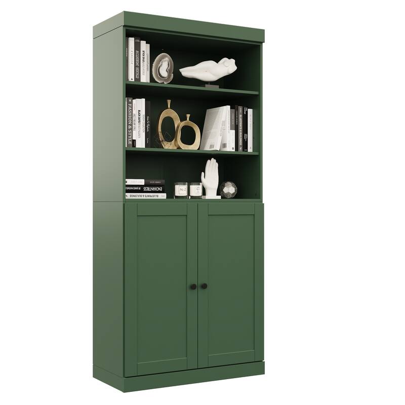 Palace Imports 100% Solid Wood 6-Shelf Bookcase with Shaker Doors and Adjustable Shelves