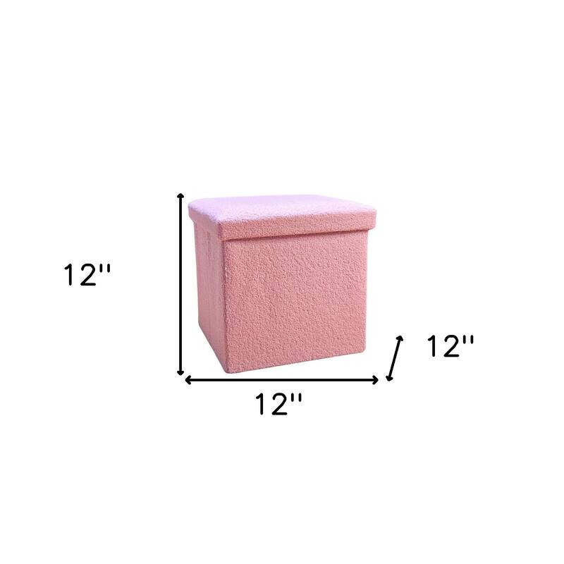 HomeRoots 12" White Boucle Cube Storage Ottoman