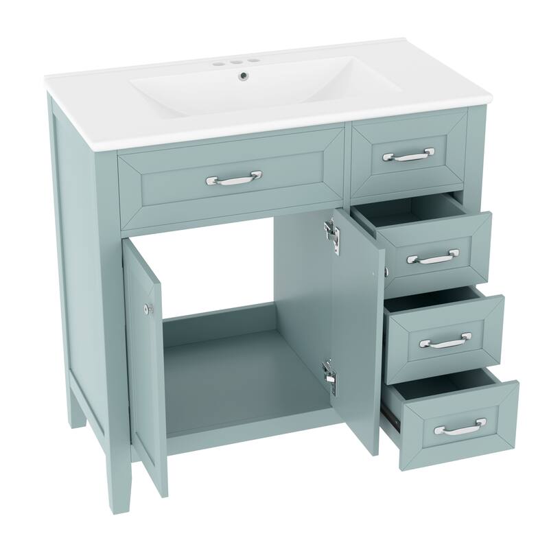 Roomfitters 36" Bathroom Vanity with Sink Combo Cabinet with Drawers Solid Frame and MDF Board One Package