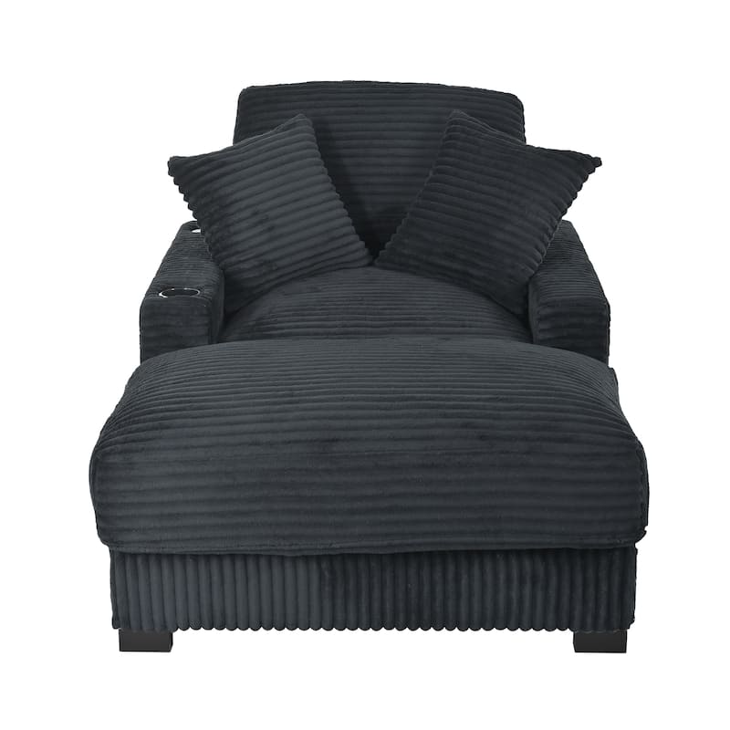 GDFStudio - Polyester 1-Seater 28.3" Chaise Lounge with Tufted Back and Arm