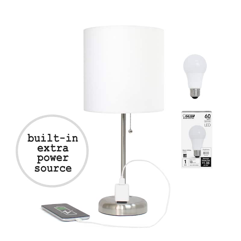 Simple Designs 9.5" Desk Lamp with Charging Outlet and LED Bulb Included - 19.50