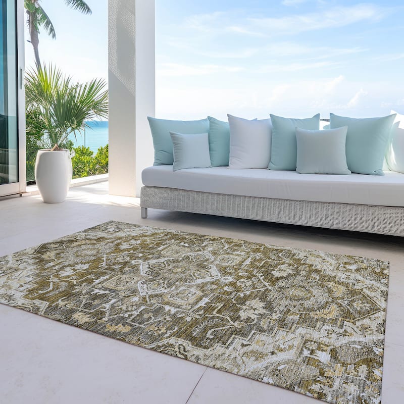 Machine Washable Indoor/ Outdoor Chantille Traditional Boho Rug - Brown - 3' x 5'