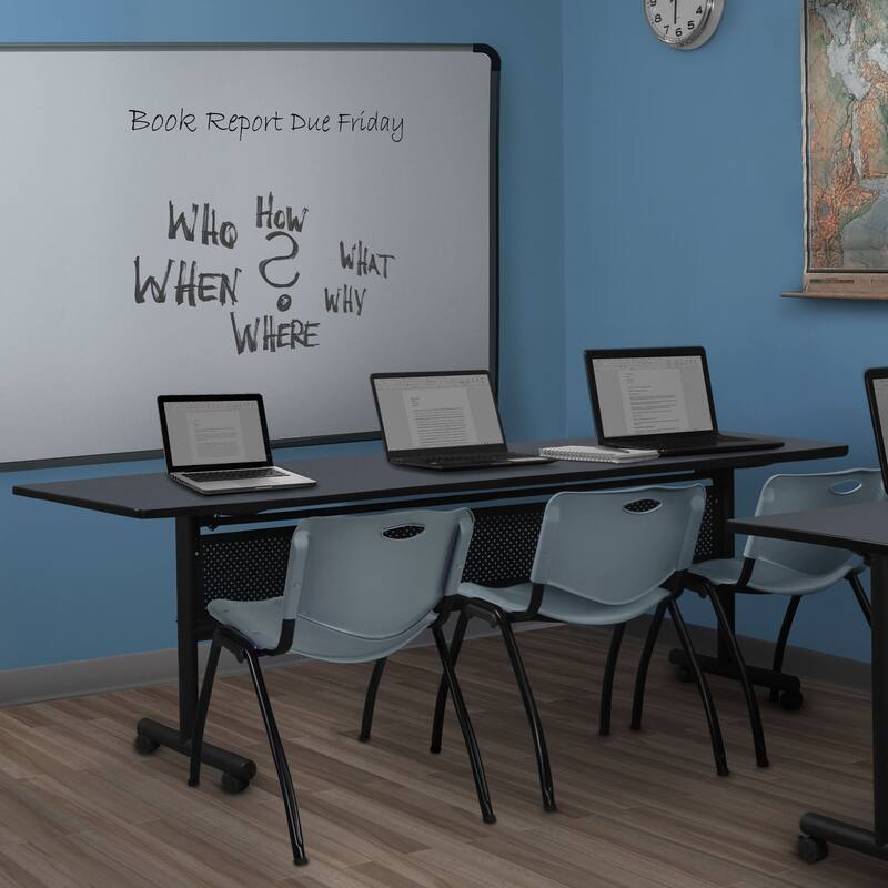 84" Flip Top Mobile Training Table with Modesty- Grey