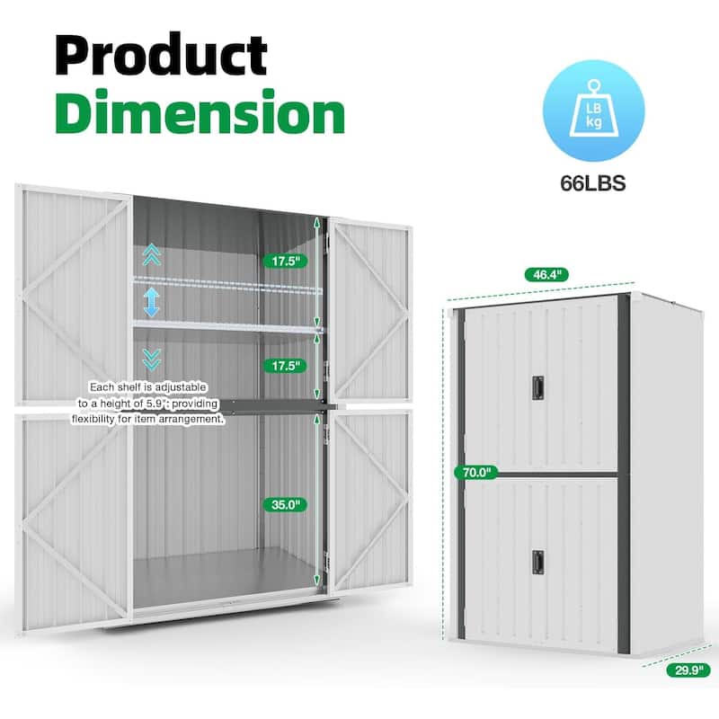 AECOJOY Outdoor Storage Cabinet Water-proof Shed for Patio